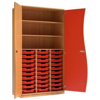 Wellentürenschrank, 190 cm hoch, 105x50 cm (B/T), Tür rechts rot, Wellentürenschrank, 190 cm hoch, 105x50 cm (B/T), Tür rechts rot,